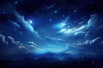 Obraz na płótnie Canvas Enchanting Summer Night Sky Fantasy Clouds Watercolor Background AI Generation