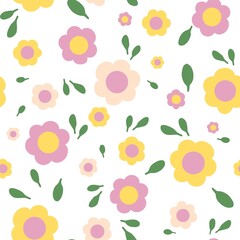 Cute colorful hand-drawing flower with white background