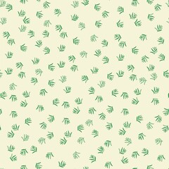 Hand drawn topical leaf seamless pattern with yellow color background 