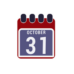 Calendar displaying day 31 (thirty-first) of the October - Day 31 of the month. illustration