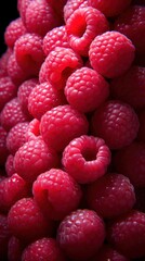 Delicious fresh and juicy raspberries from the garden.. Perfect for wallpaper, background, posters, prints or video. This is a generative picture.