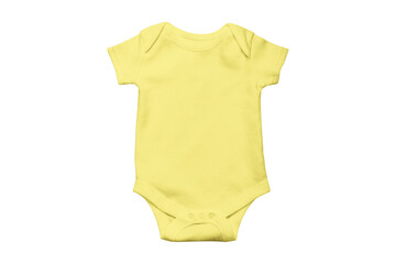 Blank yellow baby bodysuit isolated