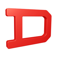 3D red alphabet letter d for education and text concept