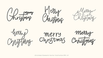 Merry Christmas and happy new year handwriting on background ,Element in Christmas holiday , illustration Vector - obrazy, fototapety, plakaty