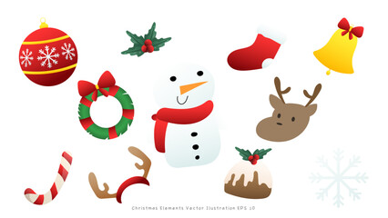 Set of Vector Christmas Icons isolated on White Background, Element in Christmas holiday , illustration Vector EPS 10