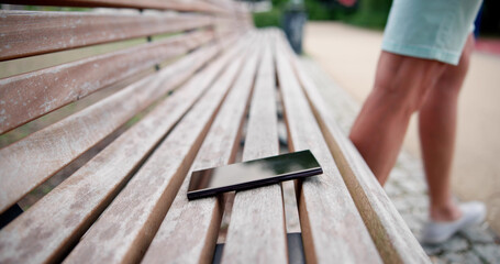Lost Personal Phone. Woman Leaves Smartphone