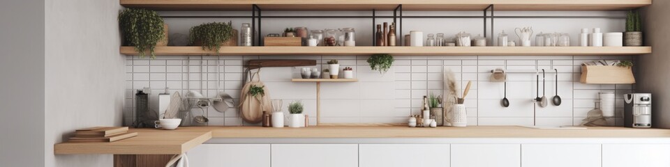 home storage area organize management home interior design pantry shelf and storage for store food and stuff in kitchen home design concept,ai generate