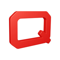 3D red alphabet letter q for education and text concept