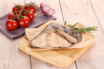 Raw wolffish steak for cooking