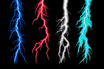 Naklejka premium lightning thunder high voltage sparking flash mix colors effect illustration graphic for design resources