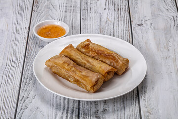 Traditional crispy fried stuffed springroll