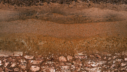 Form of soil layers, its colour and textures, Texture layers of earth, erosion to identify layers...