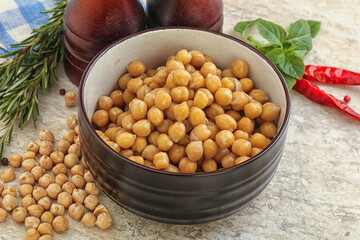 Boiled chickpea in the bowl