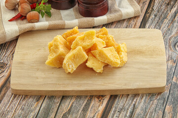 Crushed hard parmesan cheese pieces