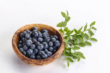 Ripe sweet blueberry in the bowl