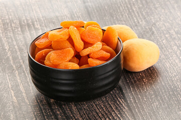 Dried apricot heap in the bowl