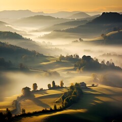Obraz premium Tuscany landscape in fog