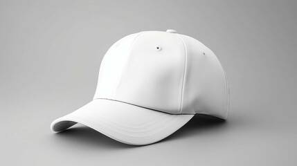 Fototapeta premium Simple white cap headwear accessory, isolated, mockup, generative AI