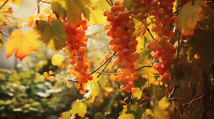 Thickets of wild grapes, beautiful autumn, generative AI