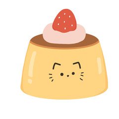 Caramel pudding with strawberry 