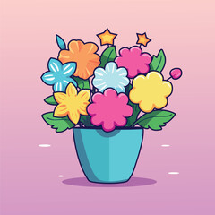 Vector bouquet of colorful flowers