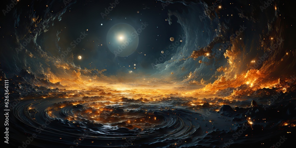 Poster ai generated. ai generative. modern minimal solar system galaxy space decoration abstract background