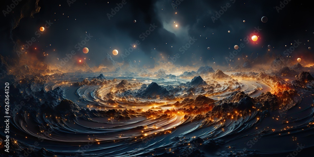 Poster ai generated. ai generative. modern minimal solar system galaxy space decoration abstract background
