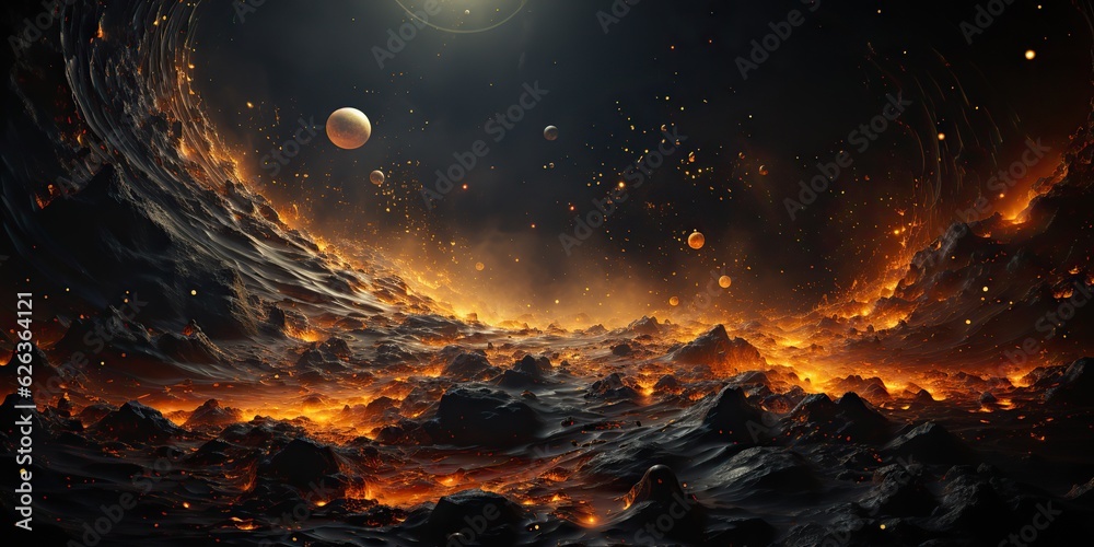 Poster ai generated. ai generative. modern minimal solar system galaxy space decoration abstract background