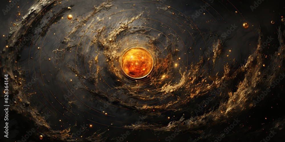Wall mural ai generated. ai generative. modern minimal solar system galaxy space decoration abstract background