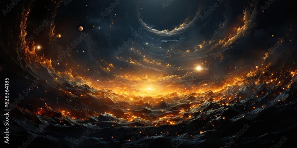 Poster ai generated. ai generative. modern minimal solar system galaxy space decoration abstract background