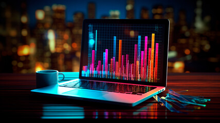 Conduct a 3D analysis of market trends and visualize business data using your laptop or tablet device. Witness vibrant bar charts displayed on the LCD screen.