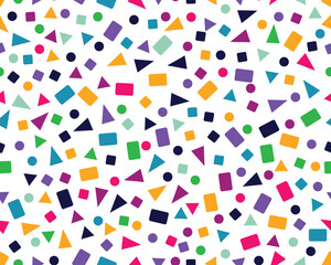 Seamless pattern with confetti of triangles, circles and squares - 626364597