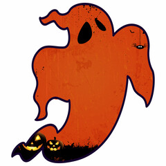 Halloween ghost decoration holiday design.