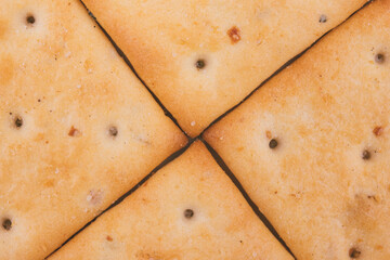 Delicious spicy square crackers closeup. Macro shot.