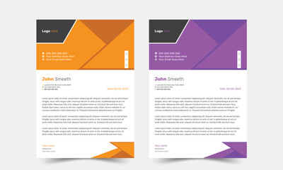 Clean and professional corporate company business letterhead template design with color variation bundle