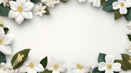 Decorative spring leaf frame card design. Generative Ai