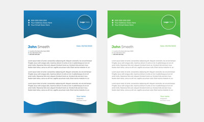 corporate modern letterhead design template. company business letterhead template design with color variation.