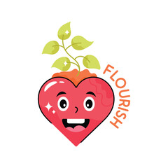 Love Flourish doodle vector outline Sticker. EPS 10 file