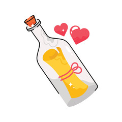 Message bottle doodle vector outline Sticker. EPS 10 file