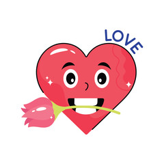 Love doodle vector outline Sticker. EPS 10 file