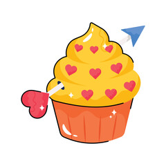 Cupcake doodle vector outline Sticker. EPS 10 file