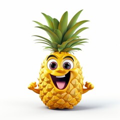 Happy Pineapple Cartoon Mascot