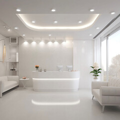 Fototapeta na wymiar Full White Modern Clean Small Lobby
