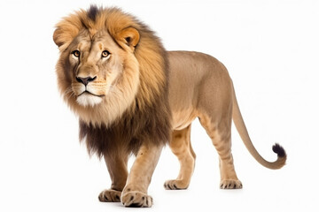Obraz premium Male lion on white background