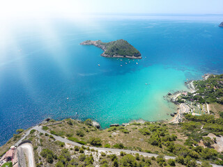 aerial view of the islet on the marine coast of monte argentario tuscany