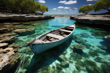 Obraz premium A charming seaside town with colorful buildings, cobblestone streets, and fishing boats bobbing in the harbor, exuding a sense of coastal charm and timeless beauty