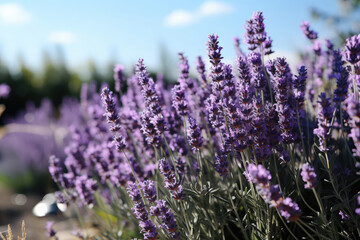 Obraz premium A close-up of a vibrant purple lavender flower, showcasing its delicate petals and the rich scent of the plant
