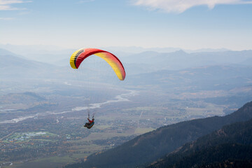 Paragliding in the mountains at high altitude