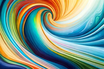 Abstract marbled acrylic paint ink painted waves painting texture colorful background banner - Bold colors, rainbow color swirls wave