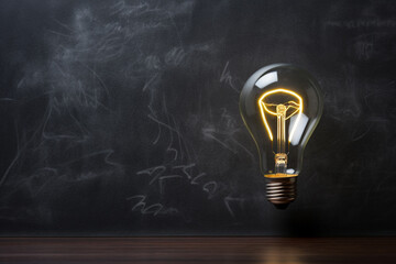 Hand-drawn light bulb on chalkboard symbolizing creativity